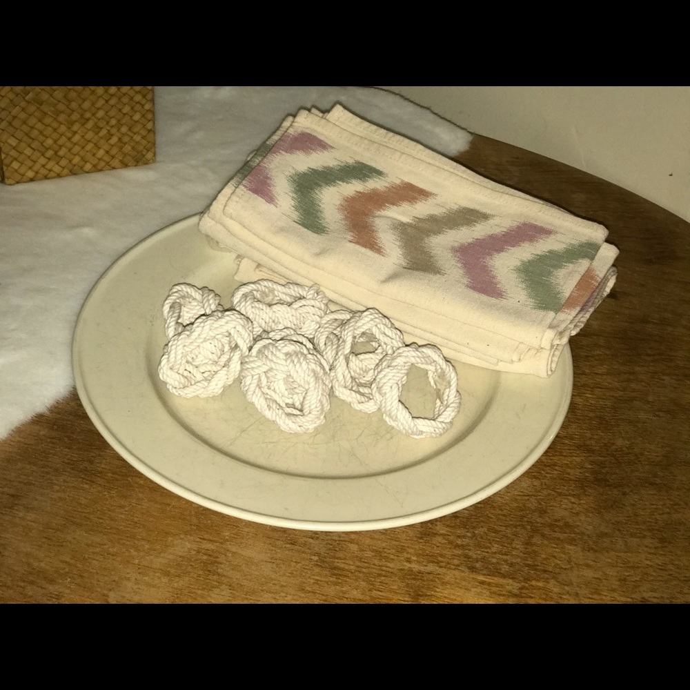 Southwest bohemian macrame napkin rings napkins